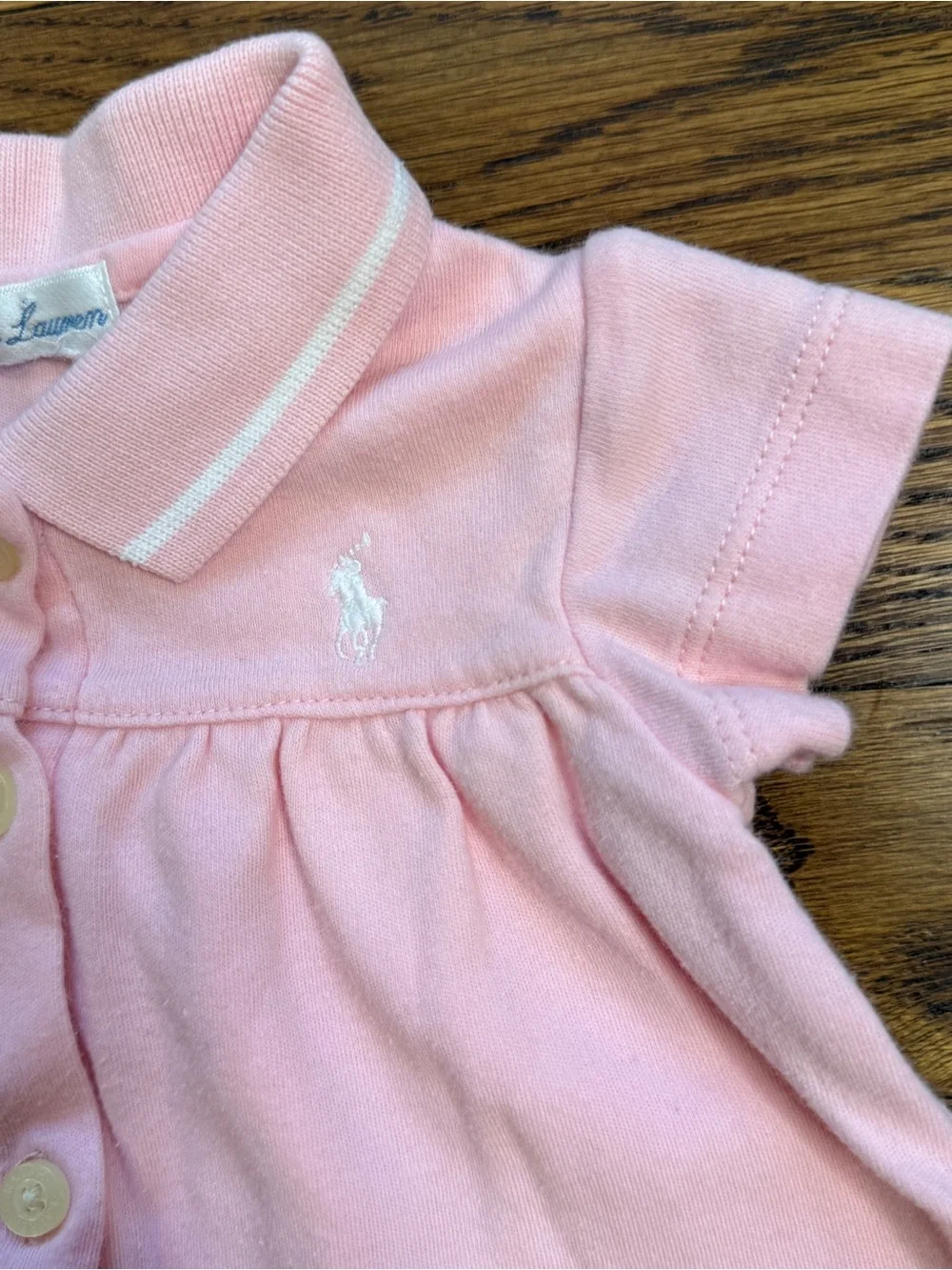 Ralph Lauren Baby Girls Light Pink Button-Front Classic Polo Dress Sz 3 Mths